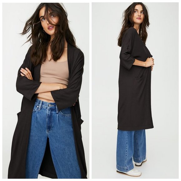 Aritzia Sweaters - Aritzia Wilfred Free Duster Cardigan Zlata Soft Modern Sleek Rayon Dark Brown M